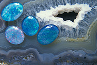 Australian opals, cut and uncut